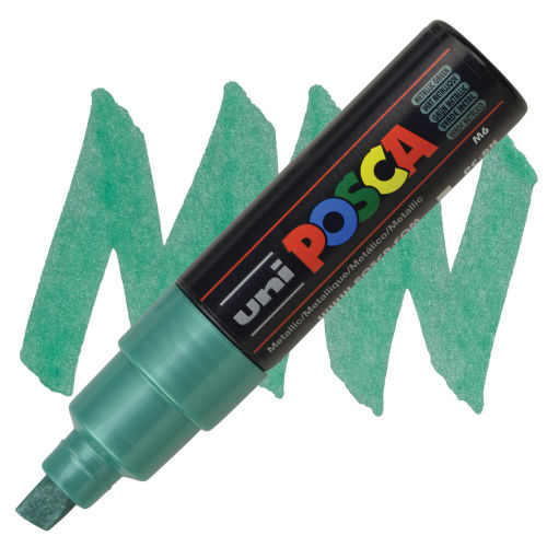 Uni-Posca Paint Marker - Metallic Green, Broad Chisel Tip, 8 mm