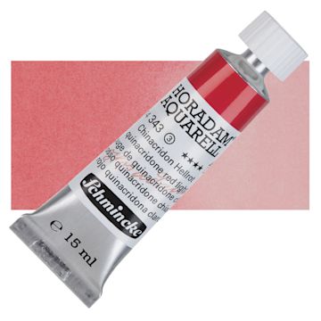 Open in modal - Schmincke Horadam Aquarell Watercolor - Quinacridone Red Light, 15 ml tube and swatch