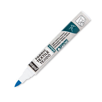 Pebeo 7A Light Fabric Brush Marker - Fluorescent Blue, 1 mm (Cap off)