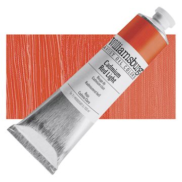 Open in modal - Williamsburg Handmade Oil Paint - Cadmium Red Light, 150 ml tube and swatch