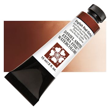 Open in modal - Daniel Smith Extra Fine Watercolor - English Red Ochre, 15 ml Tube and swatch