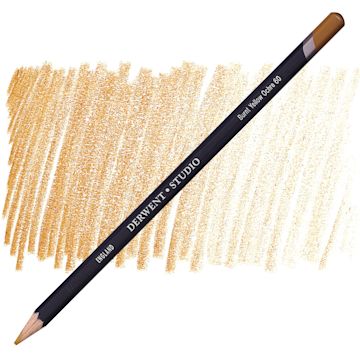 Open in modal - Derwent Studio Colored Pencil - Burnt Yellow Ochre pencil and swatch