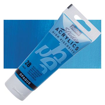 Open in modal - Pebeo High Viscosity Acrylic - Cerulean Blue, 100 ml tube and swatch