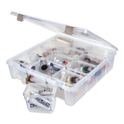 ArtBin Super Satchel with Clear Tubs (Satchel open and one tub removed, paints in tub to show that tubs are clear)