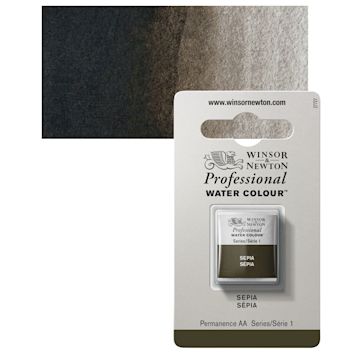 Open in modal - Winsor & Newton Professional Watercolor - Sepia, Half Pan and swatch