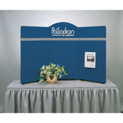 Expostar Palladian Tabletop Display - 3 Panel Display, Blue with Silver Gray Stripe