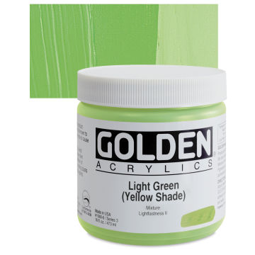 Golden Heavy Body Artist Acrylics - Light Green (Yellow Shade), 16 oz jar