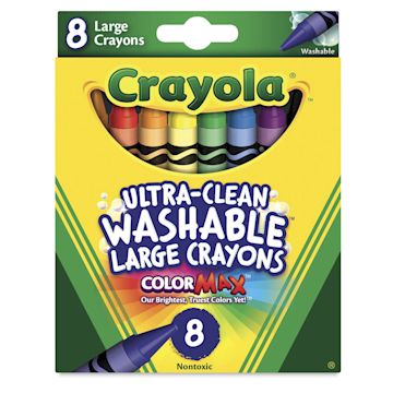 Open in modal - Crayola Ultra-Clean Washable Crayons - Large, Set of 8, front of the packaging