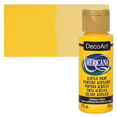DecoArt Americana Acrylic Paint - Cadmium Yellow Hue (Transparent), 2 oz Swatch with tube