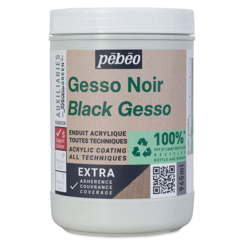 Pebeo Studio GREEN Black Gesso Primer for Acrylic Painting