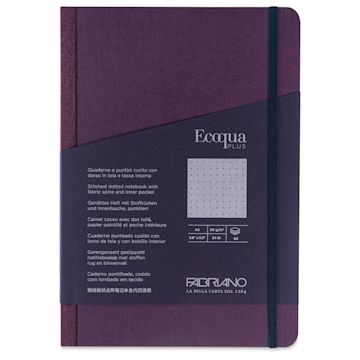 Open in modal - Fabriano Ecoqua Plus Fabric-Bound Notebook - Wine, 5-4/5" x 8-1/4", Dot Grid, front cover