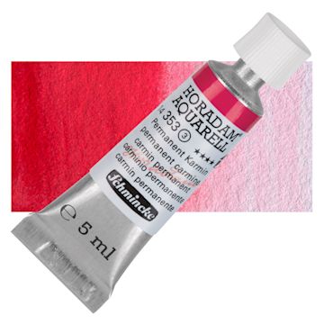 Open in modal - Schmincke Horadam Aquarell Watercolor - Permanent Carmine, 5 ml tube and swatch
