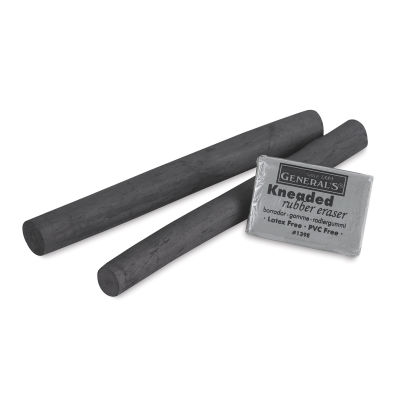 General's Jumbo Willow Charcoal and Eraser Set - 2 Charcoal sticks with eraser