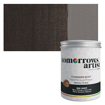Open in modal - Tomorrow's Artist Eco-Friendly Standard Body Acrylic Paint - Raw Umber, 100 ml jar and swatch