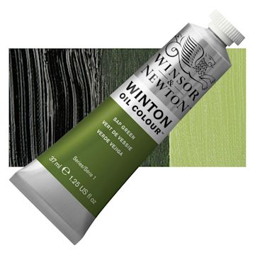 Open in modal - Winsor & Newton Winton Oil Color - Sap Green, 37 ml tube and swatch