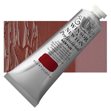 Open in modal - Winsor & Newton Professional Acrylic Paint - Violet Iron Oxide, 60 ml tube and swatch