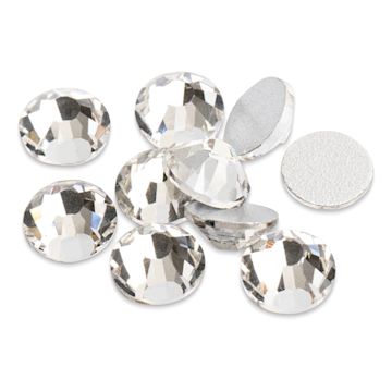 Open in modal - John Bead Crystal Lane Flat Back Rhinestones - Crystal, 4.7 mm (Close-up of front and back of rhinestones)