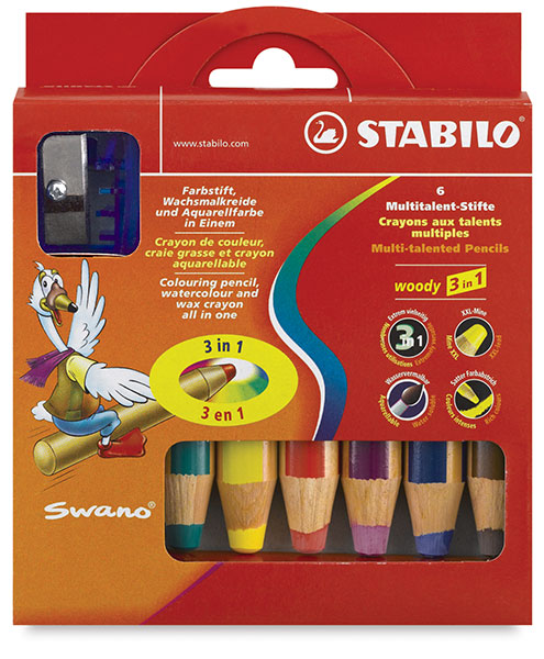 Multi-talented Pencil STABILO woody 3-in-1 box set of 10 assorted colors 