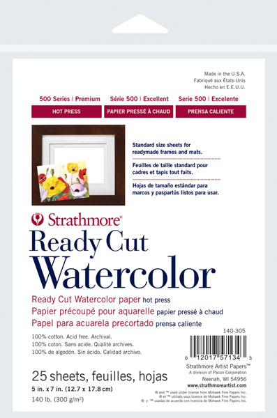 Strathmore Ready Cut Watercolor Paper, Cold Press, 11 x 14 Inches, 6 Sheets