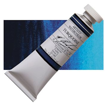 Open in modal - M. Graham Artists' Watercolor - Turquoise, 15 ml Tube and swatch