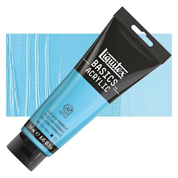 Open in modal - Liquitex Basics Acrylic Paint - Light Blue Permanent, 8.5 oz Tube and swatch