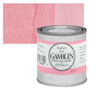 Open in modal - Gamblin Artist's Oil Color - Radiant Red, 8 oz Can and swatch