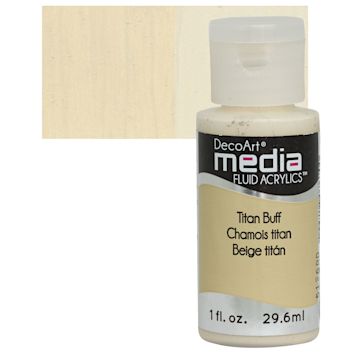 Open in modal - Deco Art Media Fluid Acrylic - Titanium Buff 1 oz Bottle and swatch