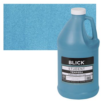 Open in modal - Blick Original Formula Student Tempera Paint - Turquoise, 64 oz bottle and swatch