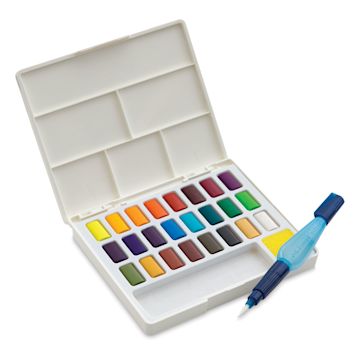 Open in modal - Faber Castell Creative Studio Half Pan Watercolor Sets - Open set of 24 with waterbrush
