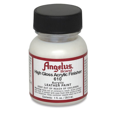 Angelus Leather Acrylic Finisher - front of High Gloss Finish bottle shown