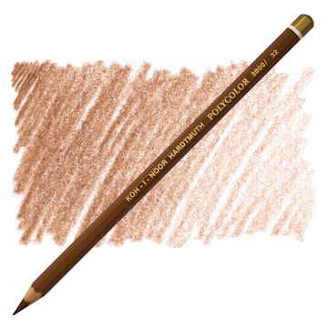 Open in modal - Koh-I-Noor Polycolor Dry Color Drawing Pencil - Brown 32, swatch and pencil