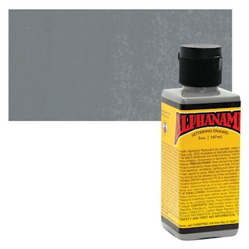 Open in modal - Alpha6 Alphanamel Lettering Enamel - Alpha Gray, 147 ml - Bottle and Swatch