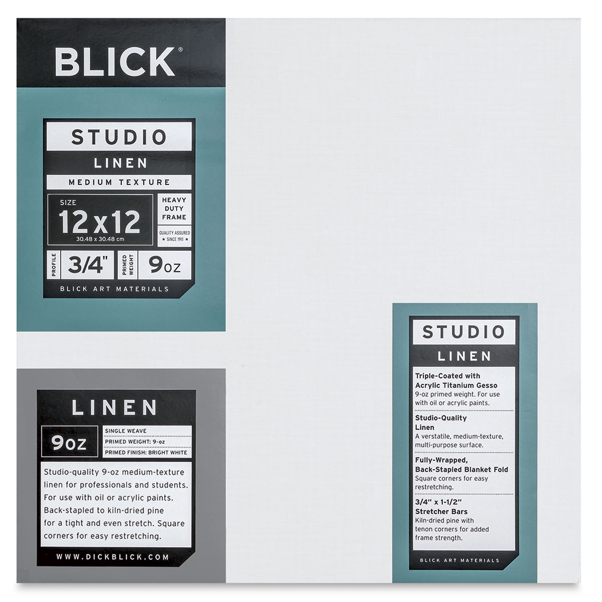 Blick Studio Linen Stretched Canvas - 18 x 24, Traditional 3/4 Profile