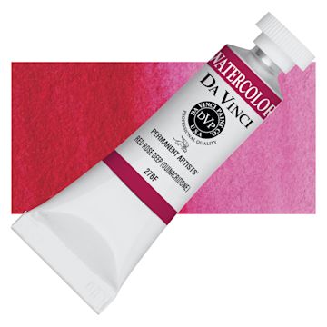 Open in modal - Da Vinci Artists' Permanent Watercolor - Quinacridone Rose Red Deep, 15 ml tube and swatch