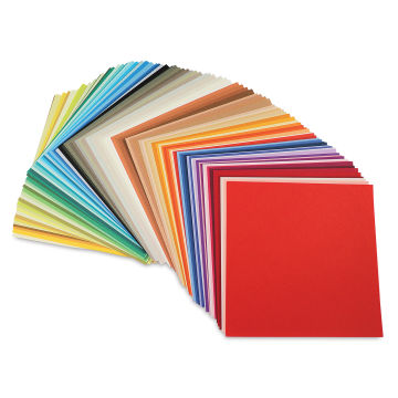 Yasutomo Pure Origami Paper - 5-7/8" x 5-7/8" Sheets, Assorted Colors, Pkg of 100 sheets fanned out