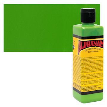 Open in modal - Alpha6 Alphanamel Lettering Enamel - Monster Green, 236.6 ml - Bottle and Swatch