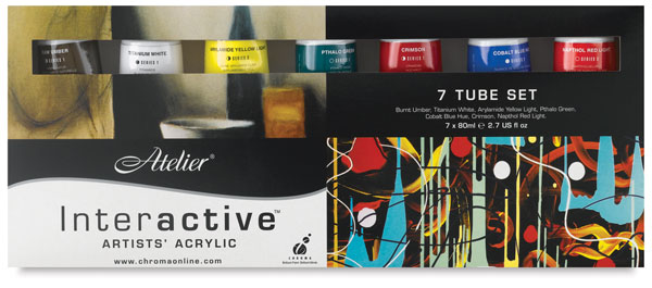 Chroma Atelier Interactive Artists' Acrylics - Set of 7 Pastel Colors, 80 ml Tubes
