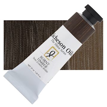 Open in modal - Shiva Signature Artist Oil Color - Burnt Umber, 1.25 oz Tube and swatch