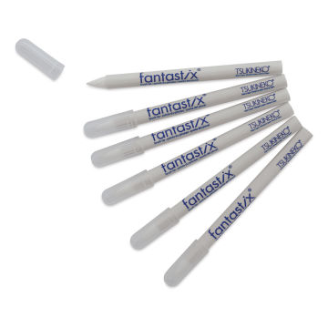 Tsukineko Fantastix Absorbent Coloring Tool - 6 Markers loose, one uncapped showing Brush Tip