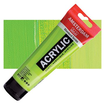 Open in modal - Amsterdam Standard Series Acrylic Paint - Yellowish Green, 120 ml Tube and swatch