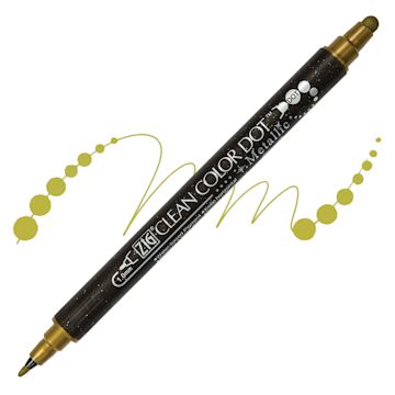 Open in modal - Zig Clean Color Dot Dual Tip Marker - Metallic Gold, swatch and marker