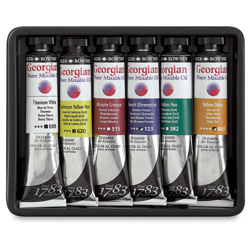  Daler-Rowney Georgian 6-Tube Mixing Artist Oil Paint Set -  Painting Set for Canvas Paper and More - Oil Painting Supplies for Artists  and Students - Oil Paints for All Skill Sets