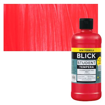 Open in modal - Blick Student Tempera Paint - Fluorescent Red, 16 oz Bottle and swatch