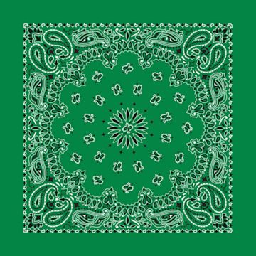Open in modal - Hav-A-Hank Paisley Bandana - Kelly Green, 22" W x 22" L