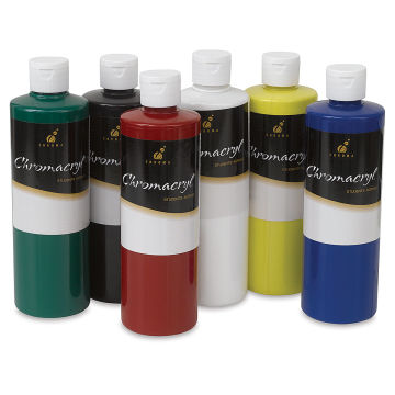 Chromacryl Students' Acrylics - Primary, Set of 6 colors, 16 oz bottles