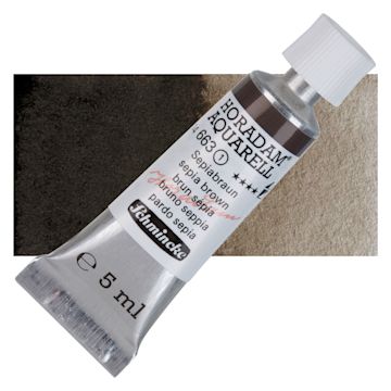 Open in modal - Schmincke Horadam Aquarell Artist Watercolor - Sepia Brown, 5 ml tube and swatch