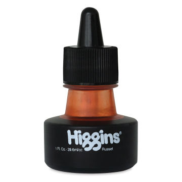 Higgins Dye-Based Drawing Inks - Front of 1 oz bottle of Russet Ink
