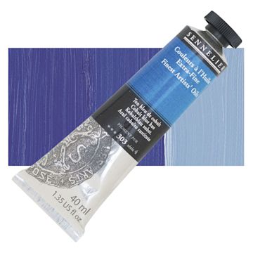 Open in modal - Sennelier Artists' Extra Fine Oil Paint - Cobalt Blue Hue, 40 ml tube and swatch