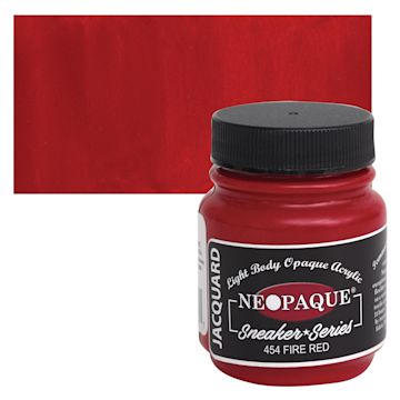 Open in modal - Jacquard Neopaque Acrylic - Fire Red, 2.25 oz jar and swatch