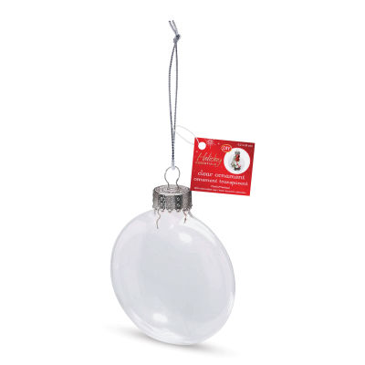 Holiday Essentials Clear Plastic Ornaments - Flat/Round, Metal Cap, 8 cm